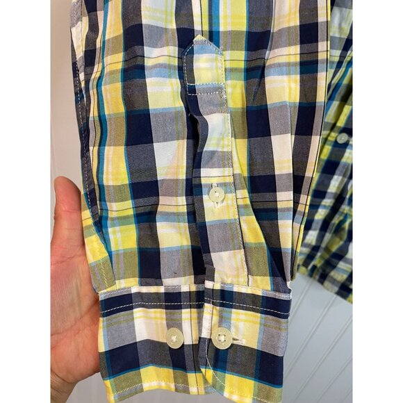 Tommy Hilfiger Mens XL Plaid Button-Down Shirt Yellow/Blue100%Cotton Long Sleeve - Picture 5 of 12